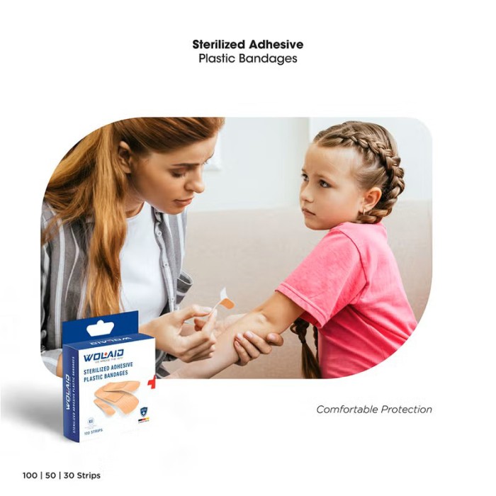 WOLAID Sterilized Adhesive Bandages (Strips) 30S