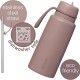 b.box 1L Insulated Flip Top Bottle, Triple Wall Stainless Steel, Cold up to 46hrs, Berry Smoothie