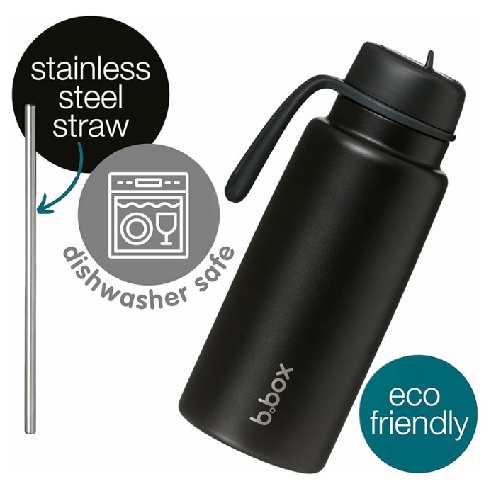 b.box 1L Insulated Flip Top Bottle, Triple Wall Stainless Steel, Cold up to 46hrs, Deep Space