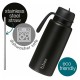 b.box 1L Insulated Flip Top Bottle, Triple Wall Stainless Steel, Cold up to 46hrs, Deep Space