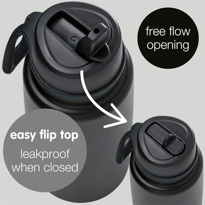 b.box 1L Insulated Flip Top Bottle, Triple Wall Stainless Steel, Cold up to 46hrs, Deep Space
