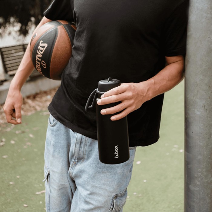 b.box 1L Insulated Flip Top Bottle, Triple Wall Stainless Steel, Cold up to 46hrs, Deep Space