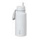 b.box 1L Insulated Flip Top Bottle, Triple Wall Stainless Steel, Cold up to 46hrs, White Out