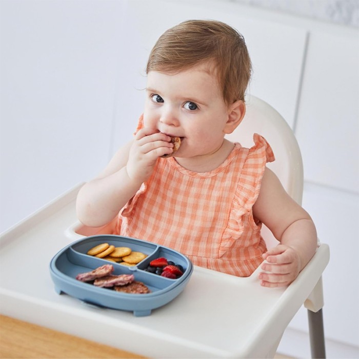b.box 2 in 1 Suction Plate, Strong Suction Base, Removable Divider, Blush