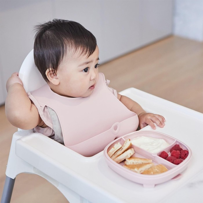 b.box 2 in 1 Suction Plate, Strong Suction Base, Removable Divider, Blush