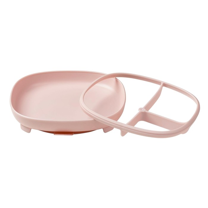 b.box 2 in 1 Suction Plate, Strong Suction Base, Removable Divider, Blush