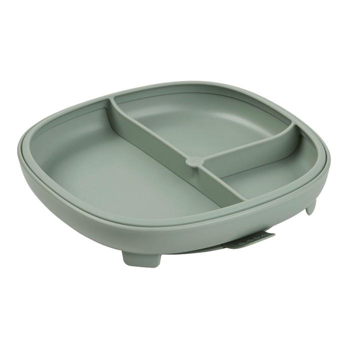 b.box 2 in 1 Suction Plate, Strong Suction Base, Removable Divider, Sage