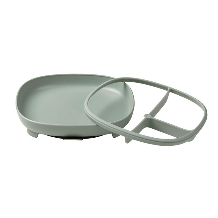 b.box 2 in 1 Suction Plate, Strong Suction Base, Removable Divider, Sage