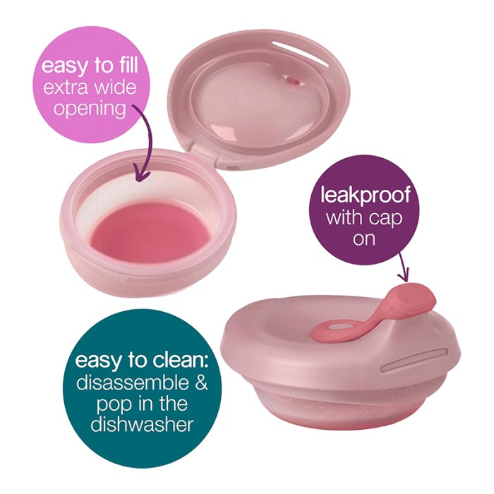 b.box Fill & Feed Reusable Food Pouch, Silicone, Blush Pink 110ml