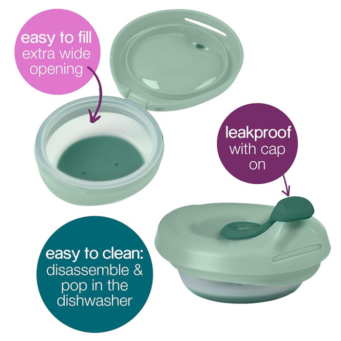 b.box Fill & Feed Reusable Food Pouch, Silicone, Sage Green 110ml