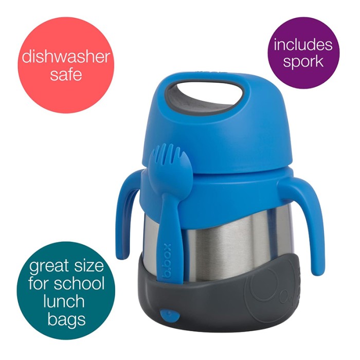 b.box Insulated Food Jar, Cold up to 7hrs/Warm up to 5hrs, Blue Slate 335ml