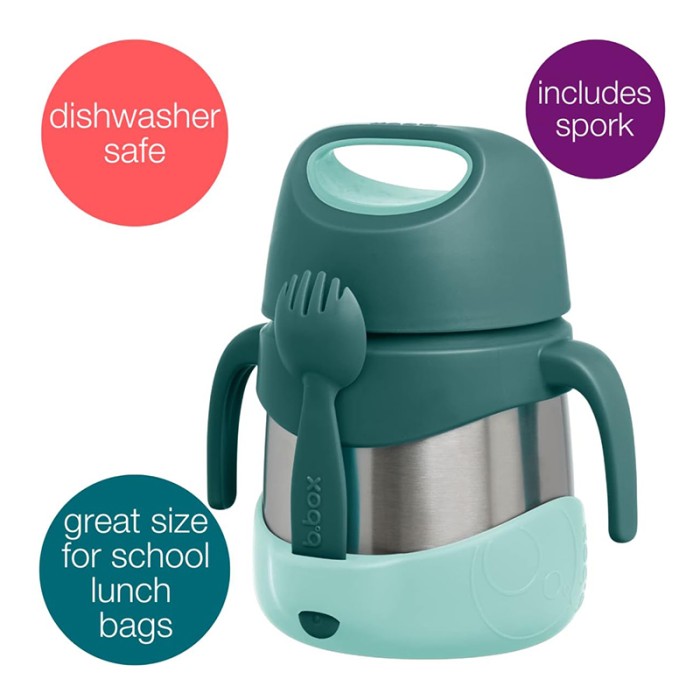 b.box Insulated Food Jar, Cold up to 7hrs/Warm up to 5hrs, Emerald Forest Green 335ml