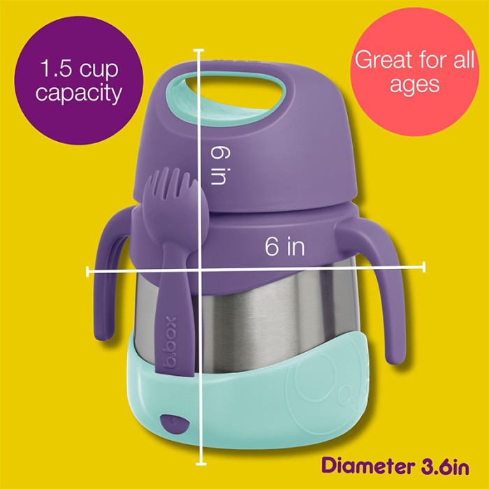 b.box Insulated Food Jar, Cold up to 7hrs/Warm up to 5hrs, Lilac Pop Purple 335ml