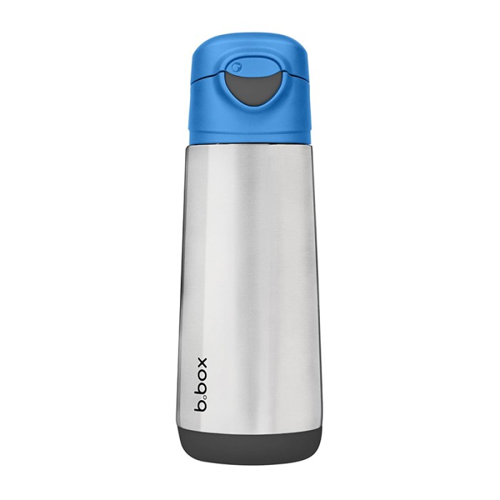 b.box Insulated Sport Spout Bottle, Tilt & Sip, Cold 15hrs/Warm 8hrs, Blue Slate 500ml
