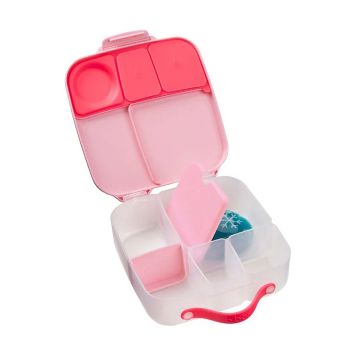 b.box Lunchbox, Large Bento with 4 Compartments, Cold Pack, Flamingo Fizz 1L