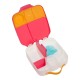 b.box Lunchbox, Large Bento with 4 Compartments, Cold Pack, Strawberry Shake Pink Orange 1L