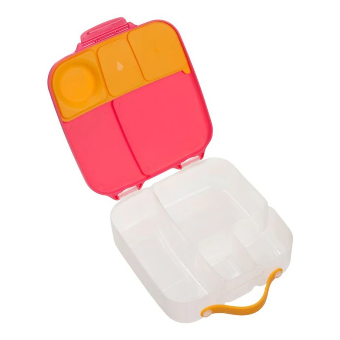 b.box Lunchbox, Large Bento with 4 Compartments, Cold Pack, Strawberry Shake Pink Orange 1L