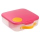 b.box Lunchbox, Large Bento with 4 Compartments, Cold Pack, Strawberry Shake Pink Orange 1L