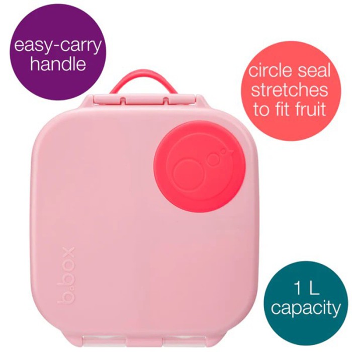 b.box Mini Lunchbox 3 Compartments, Whole Fruit Fit, Flamingo Fizz