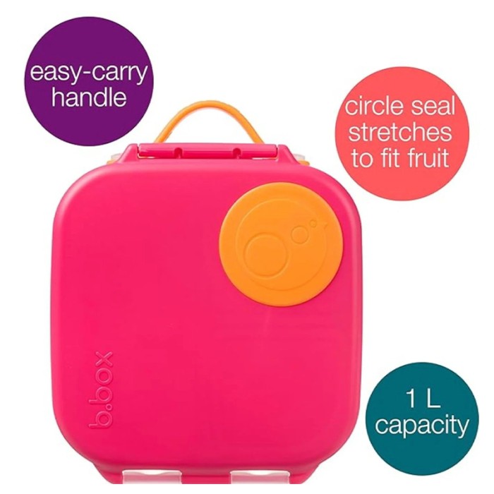 b.box Mini Lunchbox 3 Compartments, Whole Fruit Fit, Strawberry Shake Pink Orange