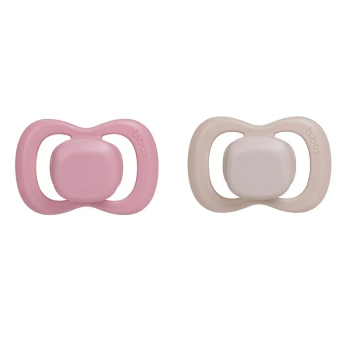b.box Pacifier Silicone Twin Pack, Berry & Blush, Orthodontic