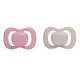 b.box Pacifier Silicone Twin Pack, Berry & Blush, Orthodontic