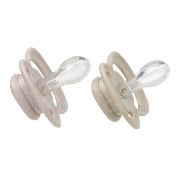 b.box Pacifier Silicone Twin Pack, Blush & Latte, Orthodontic