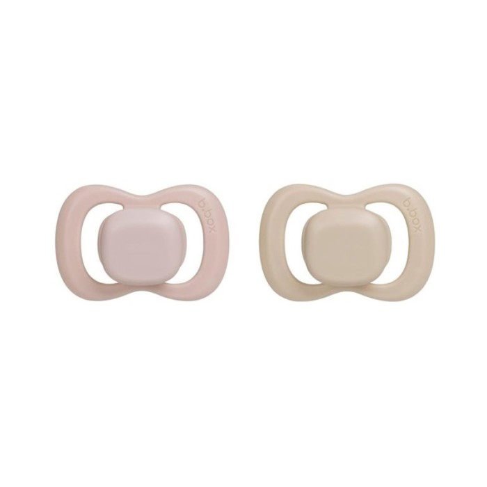 b.box Pacifier Silicone Twin Pack, Blush & Latte, Orthodontic