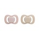 b.box Pacifier Silicone Twin Pack, Blush & Latte, Orthodontic
