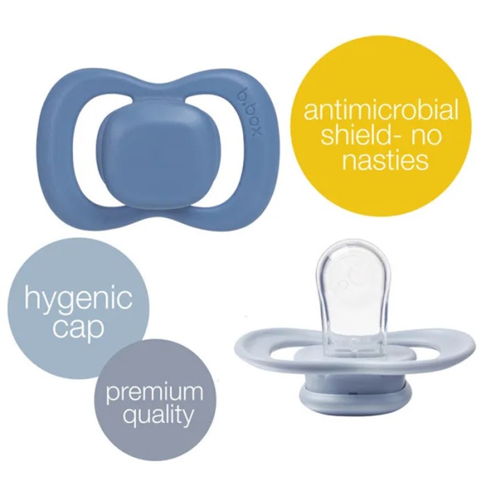 b.box Pacifier Silicone Twin Pack, Ocean & Sky, Orthodontic