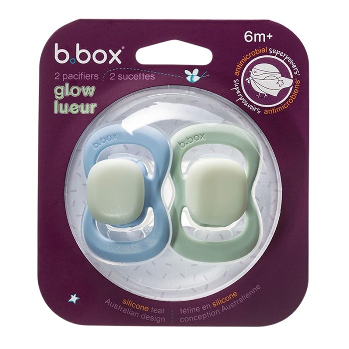 b.box Pacifier Silicone Twin Pack, Sage & Sky, Orthodontic