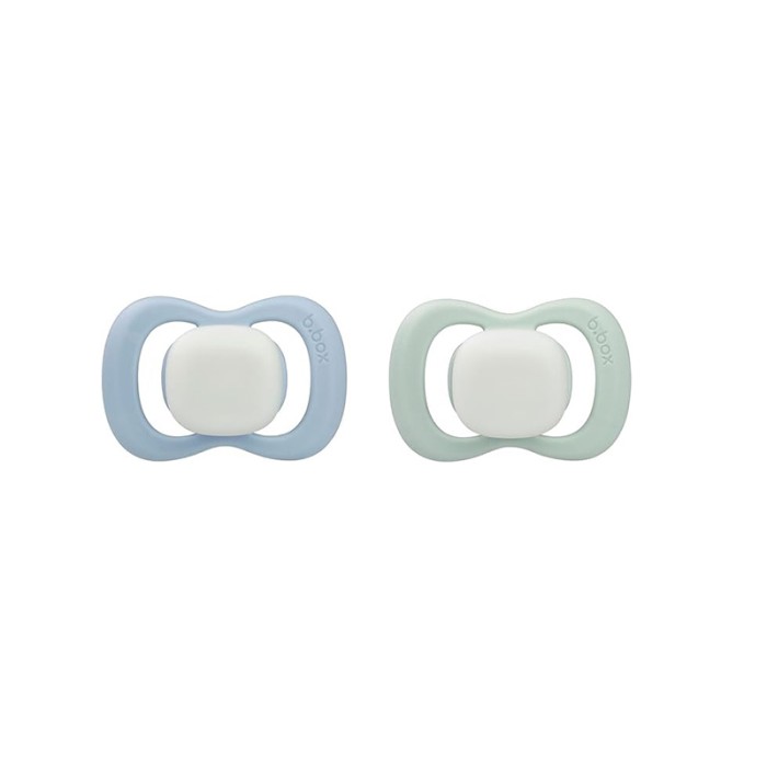 b.box Pacifier Silicone Twin Pack, Sage & Sky, Orthodontic