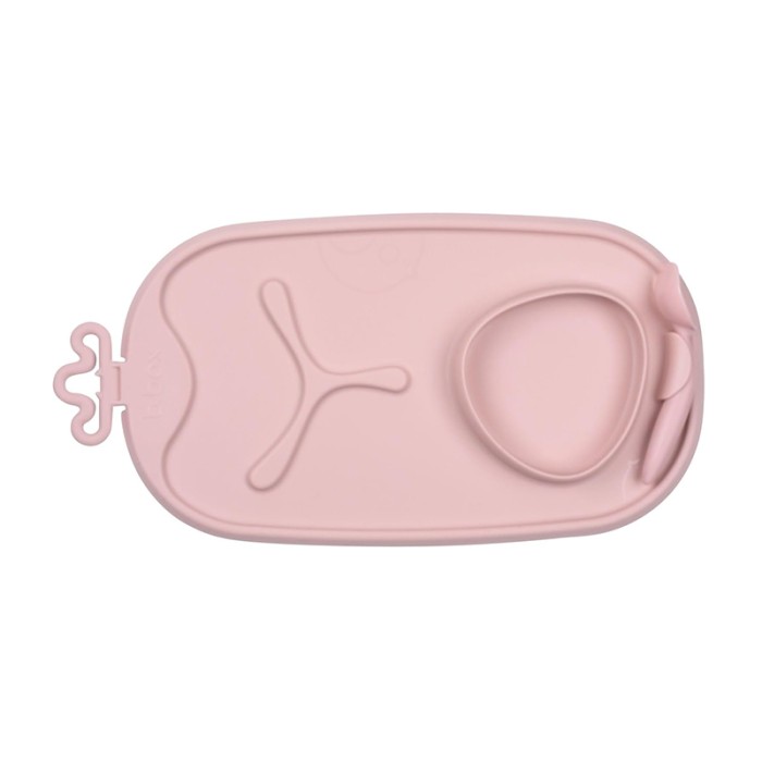 b.box Roll & Go Mealtime Mat, Divider Plate with Bowl, Travel Friendly, Blush