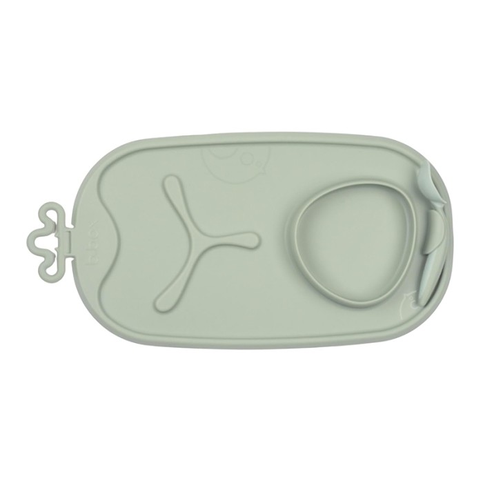 b.box Roll & Go Mealtime Mat, Divider Plate with Bowl, Travel Friendly, Sage