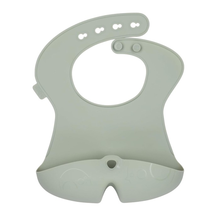 b.box Silicone Bib, Stay Open Catcher, Adjustable Fit, Sage
