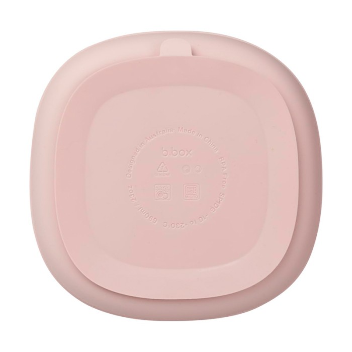 b.box Silicone Plate with Lid, Dishwasher & Microwave Safe, Blush