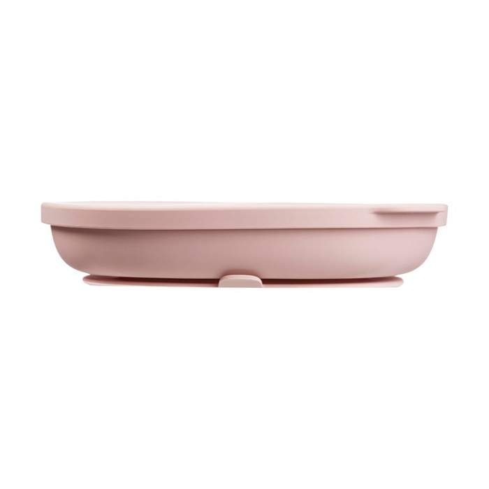 b.box Silicone Plate with Lid, Dishwasher & Microwave Safe, Blush