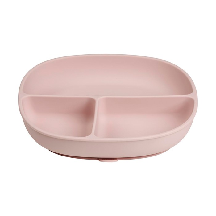b.box Silicone Plate with Lid, Dishwasher & Microwave Safe, Blush