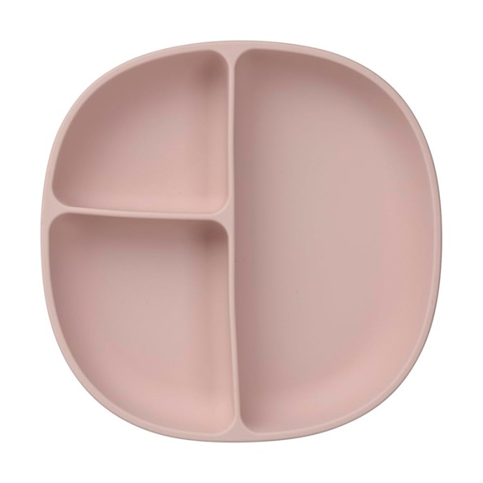 b.box Silicone Plate with Lid, Dishwasher & Microwave Safe, Blush
