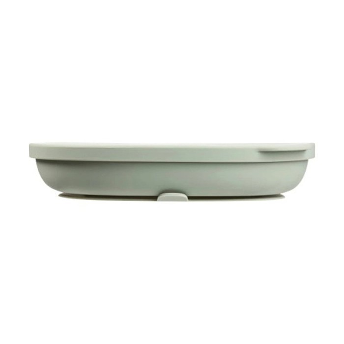 b.box Silicone Plate with Lid, Dishwasher & Microwave Safe, Sage
