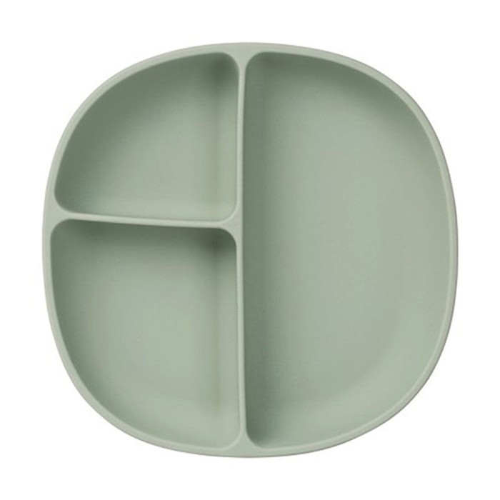 b.box Silicone Plate with Lid, Dishwasher & Microwave Safe, Sage