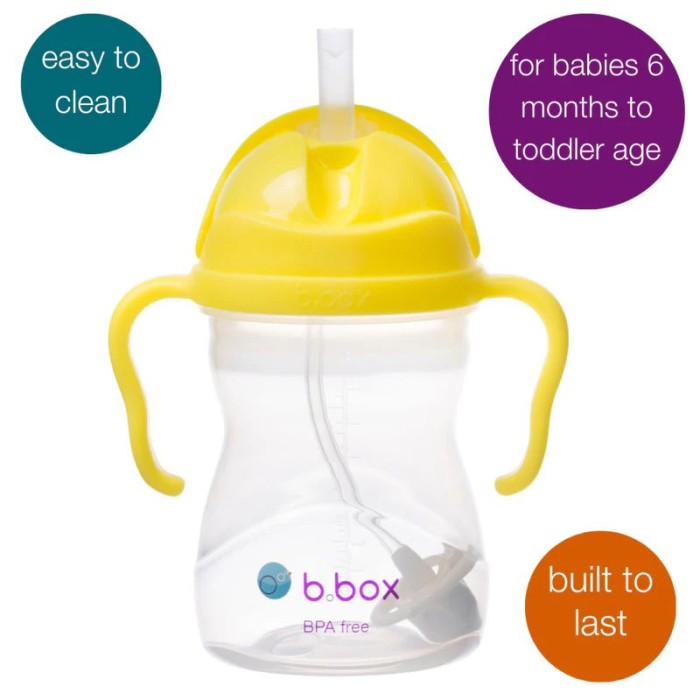 b.box Sippy Cup, Leak Proof & Easy Grip, Lemon 240ml/8oz