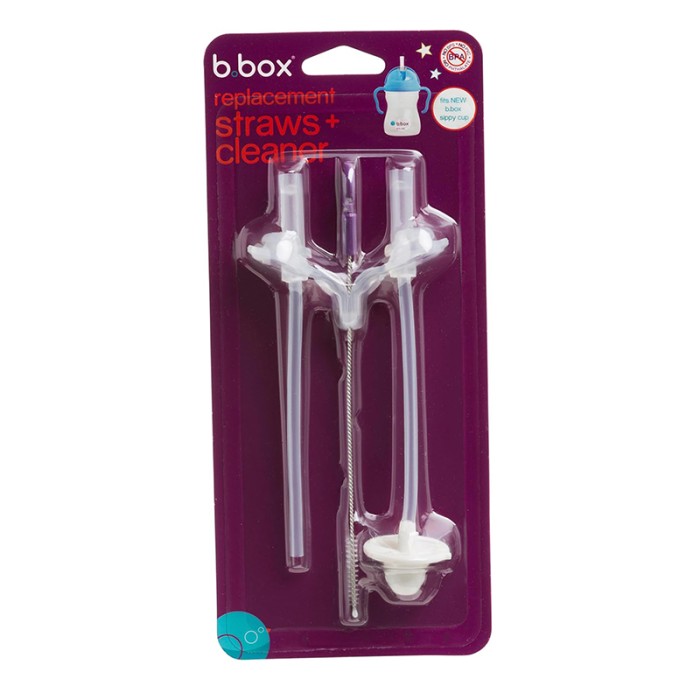 b.box Sippy Cup Replacement Straw Pack, 1 Weighted Straw & 1 Cleaning Brush