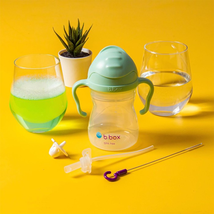 b.box Sippy Cup Replacement Straw Pack, 1 Weighted Straw & 1 Cleaning Brush