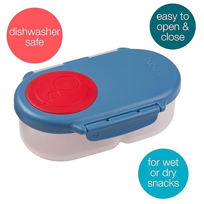 b.box Snackbox Mini Bento with 2 Leak Proof Compartments, Blue Blaze