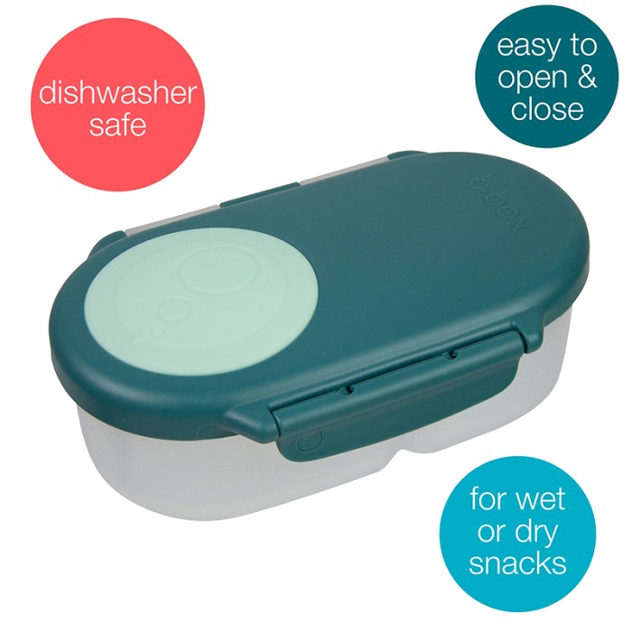 b.box Snackbox Mini Bento with 2 Leak Proof Compartments, Emerald Forest