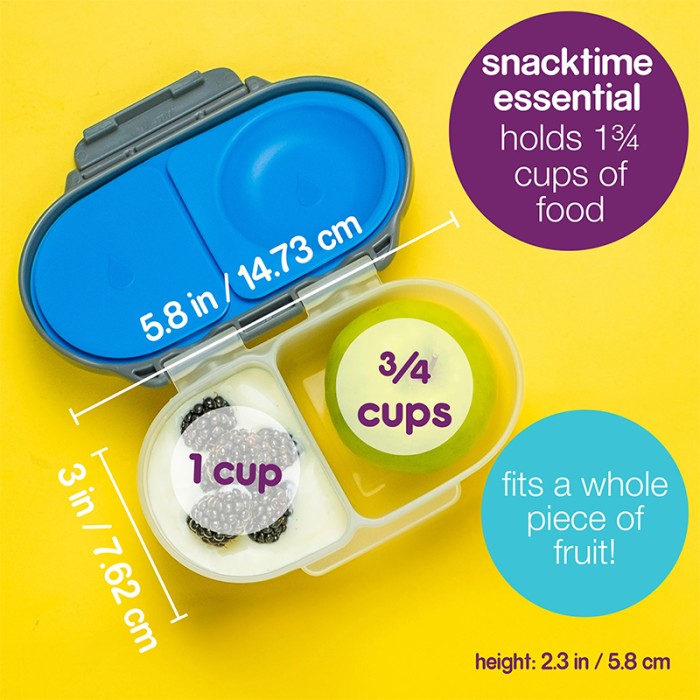 b.box Snackbox Mini Bento with 2 Leak Proof Compartments, Emerald Forest