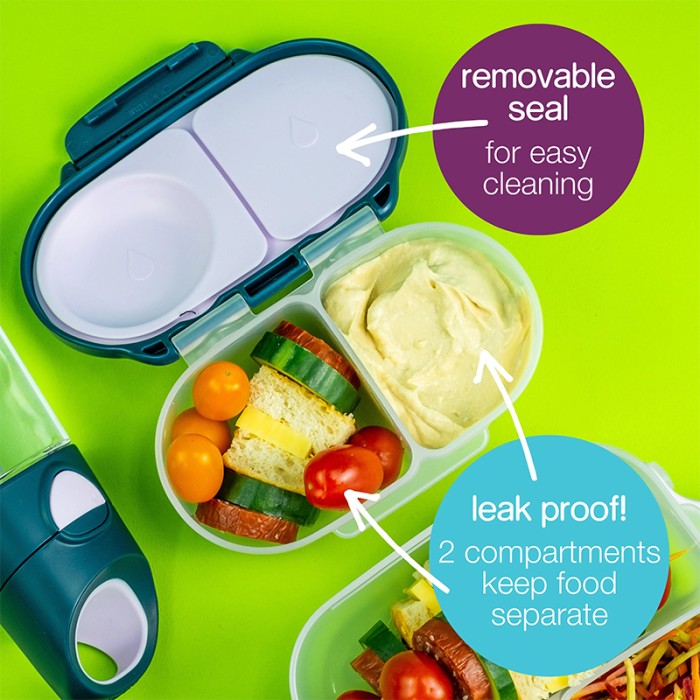 b.box Snackbox Mini Bento with 2 Leak Proof Compartments, Emerald Forest