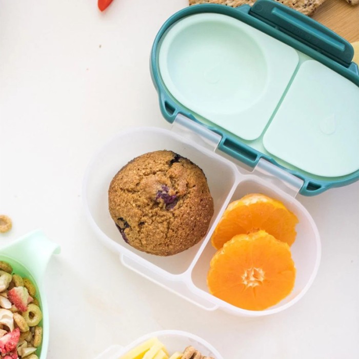 b.box Snackbox Mini Bento with 2 Leak Proof Compartments, Emerald Forest