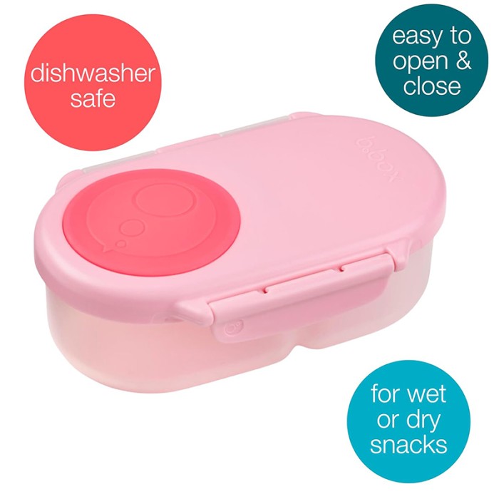 b.box Snackbox Mini Bento with 2 Leak Proof Compartments, Flamingo Fizz Pink
